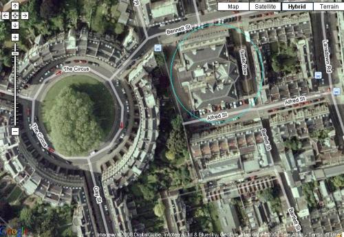 Assembly Room near the Circus; You can see the dome of the Octagon Room from the air