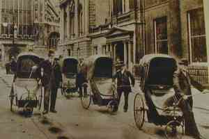 1840, wheeled Bath chairs outside of the Pump Room