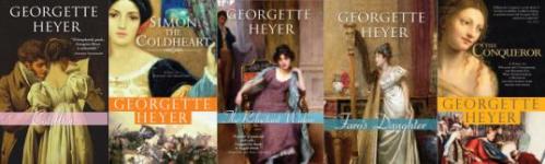 Cotillion, Simon the Coldheart, The Reluctant Widow, Faro's Daugher, and The Conqueror