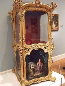 Early 18th c. gilt and wood Sedan chair; painted panels attributed to Charles Antoine Coypel