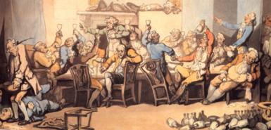 rowlandson_385x185_229310a Rowlandson's depiction of a tavern meal