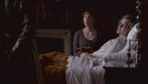 Charity Wakefield, looking suitably wan, properly thanks Colonel Brandon.