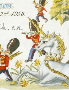 Unicorn detail, Invitation to the royal coronation