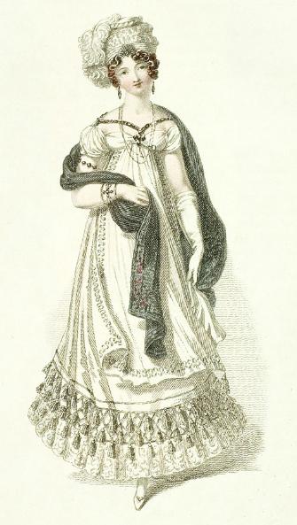 Half mourning evening dress, 1819