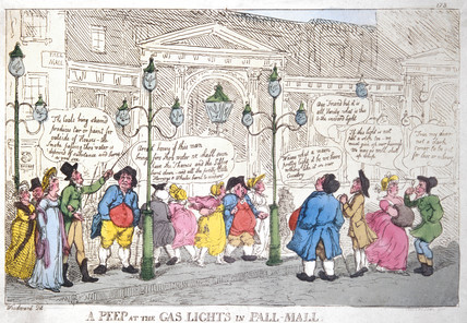 A peep at the gas lights in Pall Mall, Rowlandson