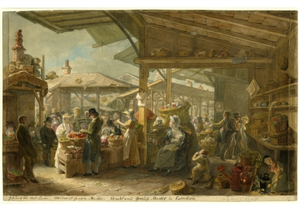 Old Covent Garden Market, 1825, George Scharf