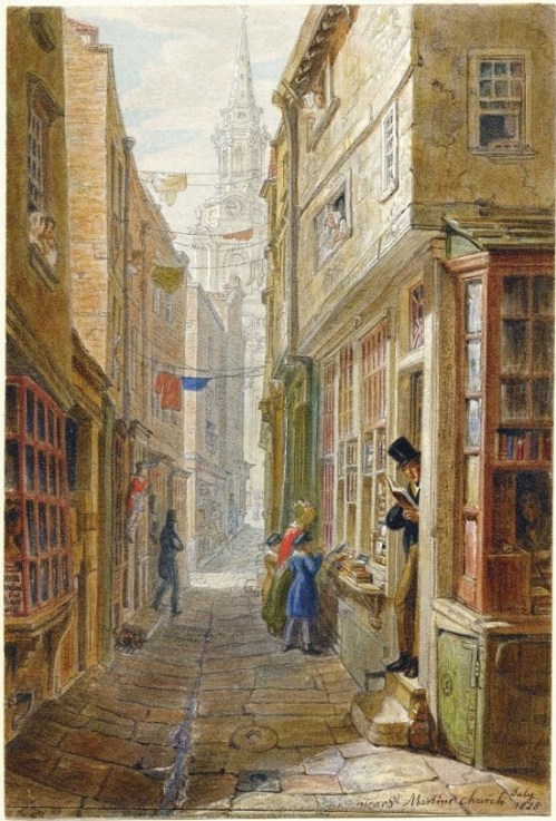 St. Martin's Church Lane, George Scharf, 1828