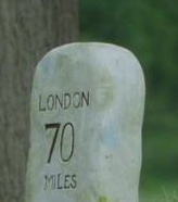 Mile post on the way to London
