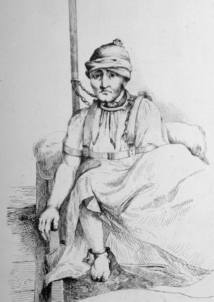 Bedlam inmate shackled in irons, Bethelehem Royal Hospital, London