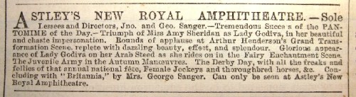 Astleys amphitheatre 1872 advert