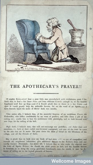 L0003666 An apothecary praying for a host of illnesses to descend on