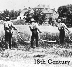 18th_century scythes harvesting grain