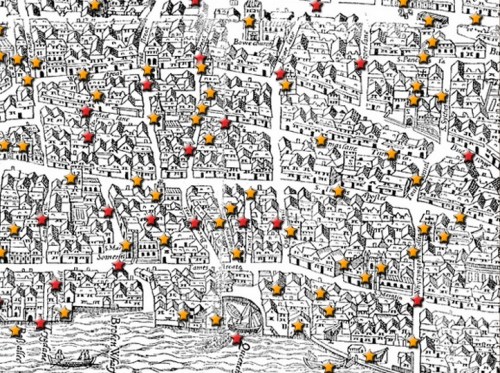 Early modern map of Cheapside. Image @The Map of Early Modern London