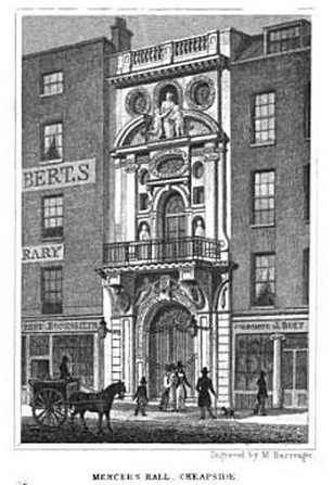 Mercer's Hall, Cheapside. Image @London and Its Environs
