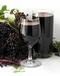 Elderberry wine has a rich red color. 