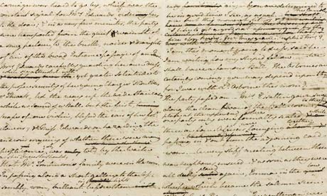 A draft of Jane Austen's novel The Watsons, which was written in about 1804 . Image @The Guardian