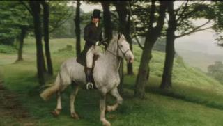Mr Darcy, Colin Firth, astride a white horse