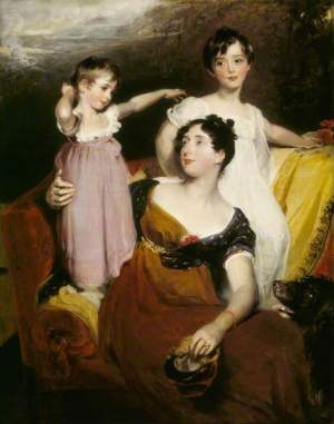 The modern eye would regard these two children as girls. Lydia Elizabeth Hoare (1786–1856), Lady Acland, with Her Two Sons, Thomas (1809–1898), Later 11th Bt, and Arthur (1811–1857) by Thomas Lawrence   Date painted: 1814–1815. Image @National Trust Collection