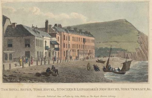 Sidmouth during Jane Austen's day. Image@Sidmouth Library. Click on image.