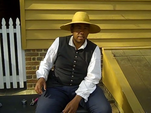 Chatting to tourists about life as a black man in Colonial Virginia