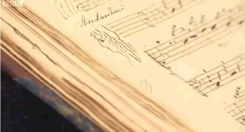 Jane Austen doodle in a music manuscript