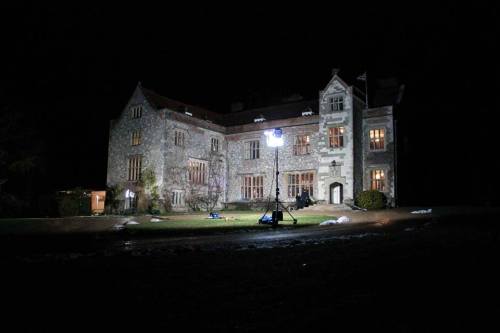 Filming at night on Chawton House grounds