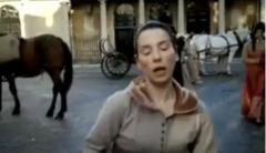 Gasping for breath and suffering a headache from that severe, unflattering updo, poor Anne hies after her man.