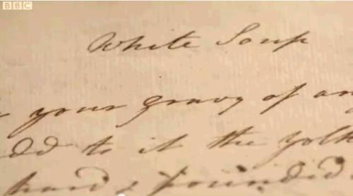 Martha Lloyd's recipe for white soup, a common dish served at supper dances.