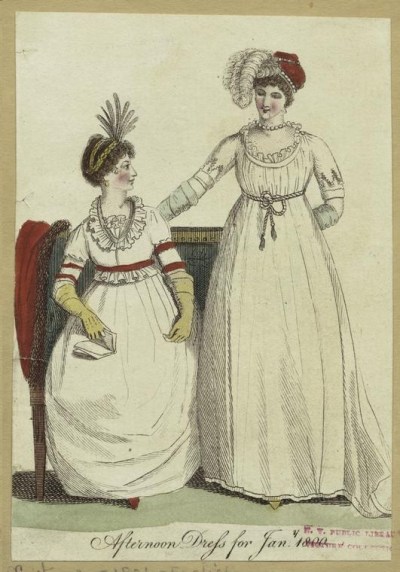 Ladies Monthly Museum, afternoon dress, 1800