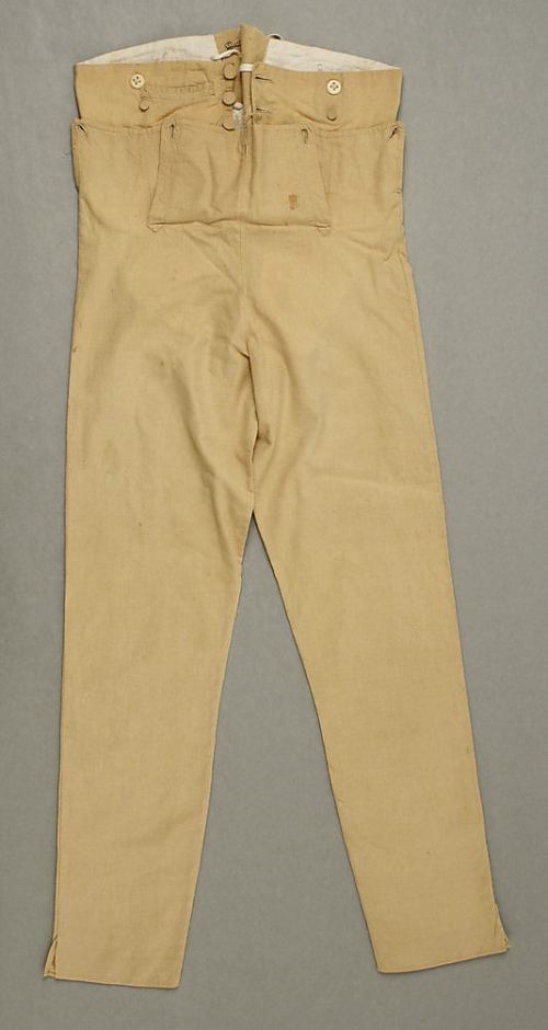 cotton trousers from 1800, Image @Met Museum, with slits up the seams.