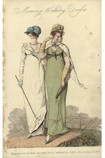 La Belle Assemblee, walking dresses, 1808