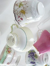 Four out of five Regency tea cups