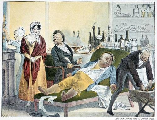 Stroke (apoplexy) satirical art work. 1822 copy of a Charles Aubry original. Click here to go to Fine Art America to read the details.