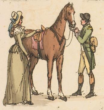An equestrienne about to go on a ride