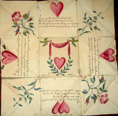 Valentine puzzle purse, February 14, 1816