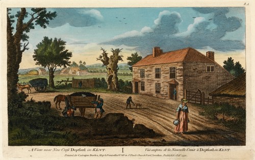 Dirt road, a view near New Cross Deptford in Kent, 1770. artist unknown Yale University, Mellon Collection.