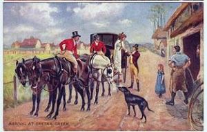 Gretna Green, trois cartes postales illustrées (d’une série de 4) représentant les épisodes d'un mariage à Gretna Green
