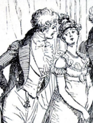 Hugh Thomson illustration of Mr. Bingley entering the Meryton Assembly Ball with his guests