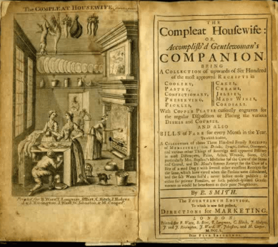 Image of the fronticepiece and title of the Compleat Housewie or Accomplished Gentlewoman's Companion