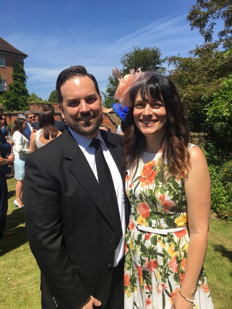 Dress and hat at the wedding at Sherborne