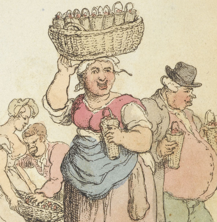 Detail of "Strawberries" from Rowlandson's characteristic Sketches of the Lower Orders, intended as a companion to the New Picture of London