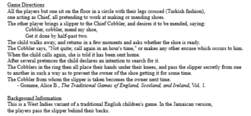 Game directions for Hunt the Slipper