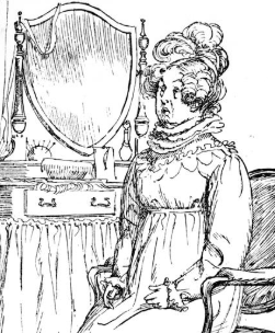 Cropped illustration of Mrs. Bennet by Hugh Thompson