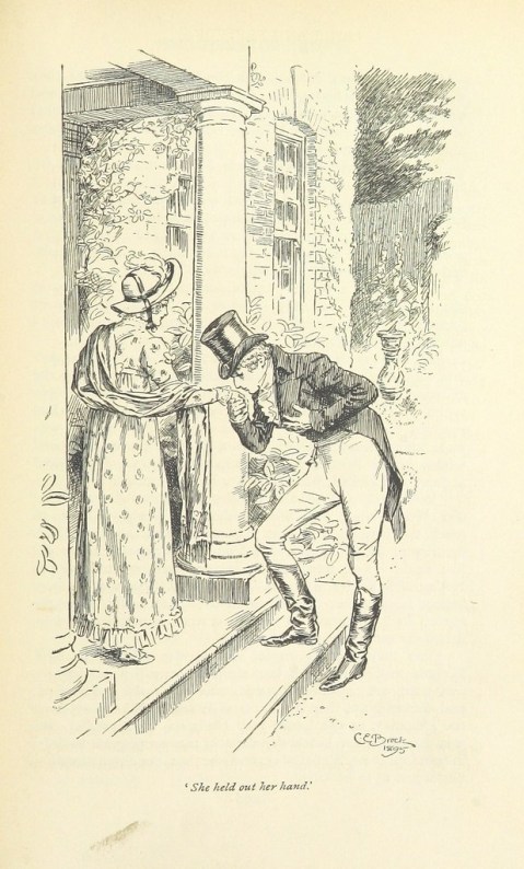 Elizabeth and Mr. Wickham." Pride and Prejudice illustration by C.E. Brock (1895), British Library.