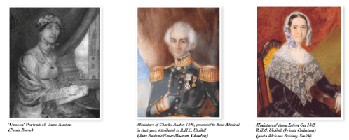 'Unseen' Portrait of Jane Austen (Paula Byrne), Miniature of Charles Austen, and miniature of Anna Lefroy. Images courtesy of Chris Brinkle.