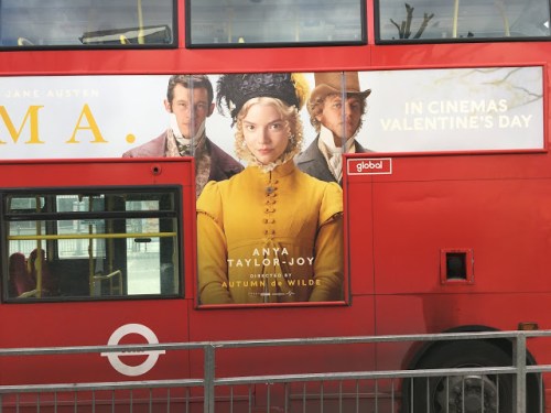 Emma film poster on a London bus. Photo courtesy of Tony Grant
