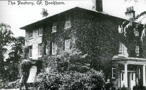 Black and white image of the Rectory that Jane Austen knew in Great Bookham