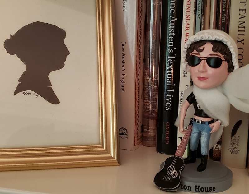 Image of Bad Ass Jane meeting her 18th century silhouette, as drawn by Mr. Rose at the 2019 AGM in Williamsburg