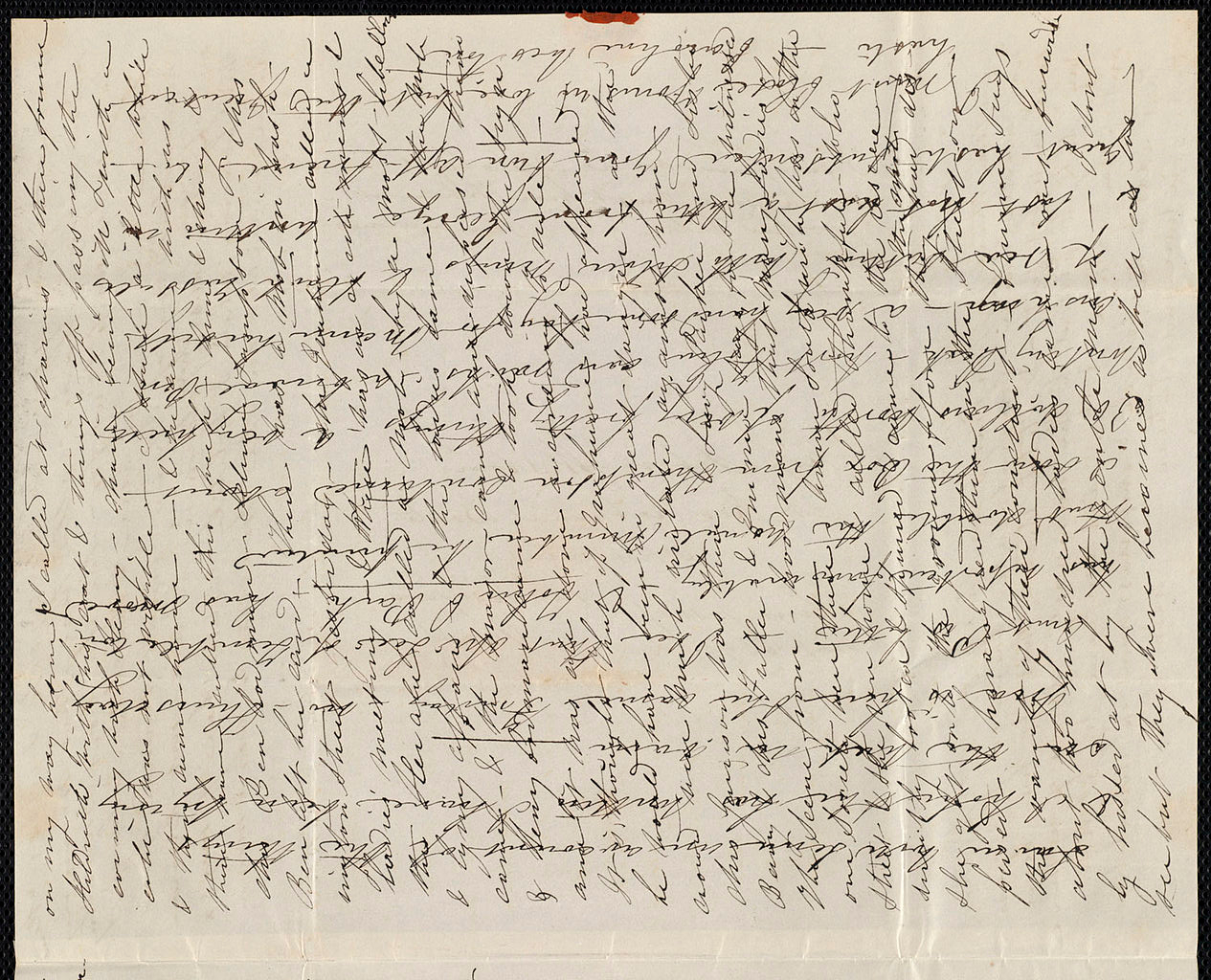 Example of a cross written letter to save paper and postage, much as the Austens sent to each other. The recipient of the letter paid for the postage. Paper was saved by cross writing. Image in the public domain.