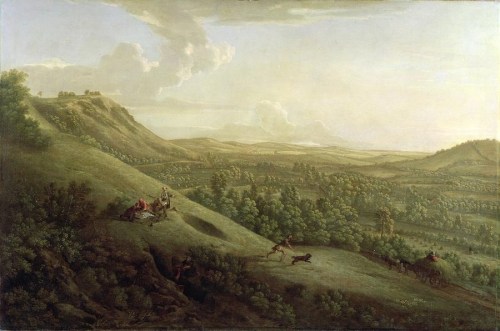 Image of A view of Boxhill, Surrey (with Dorking in the distance), George Lambert, 1733, Wikimedia Commons, Public Domain image.